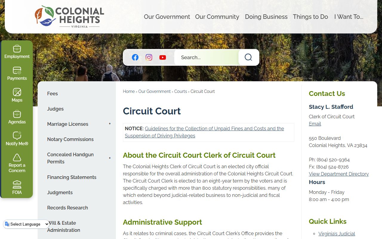 Colonial Heights Virginia Circuit Court genealogy records