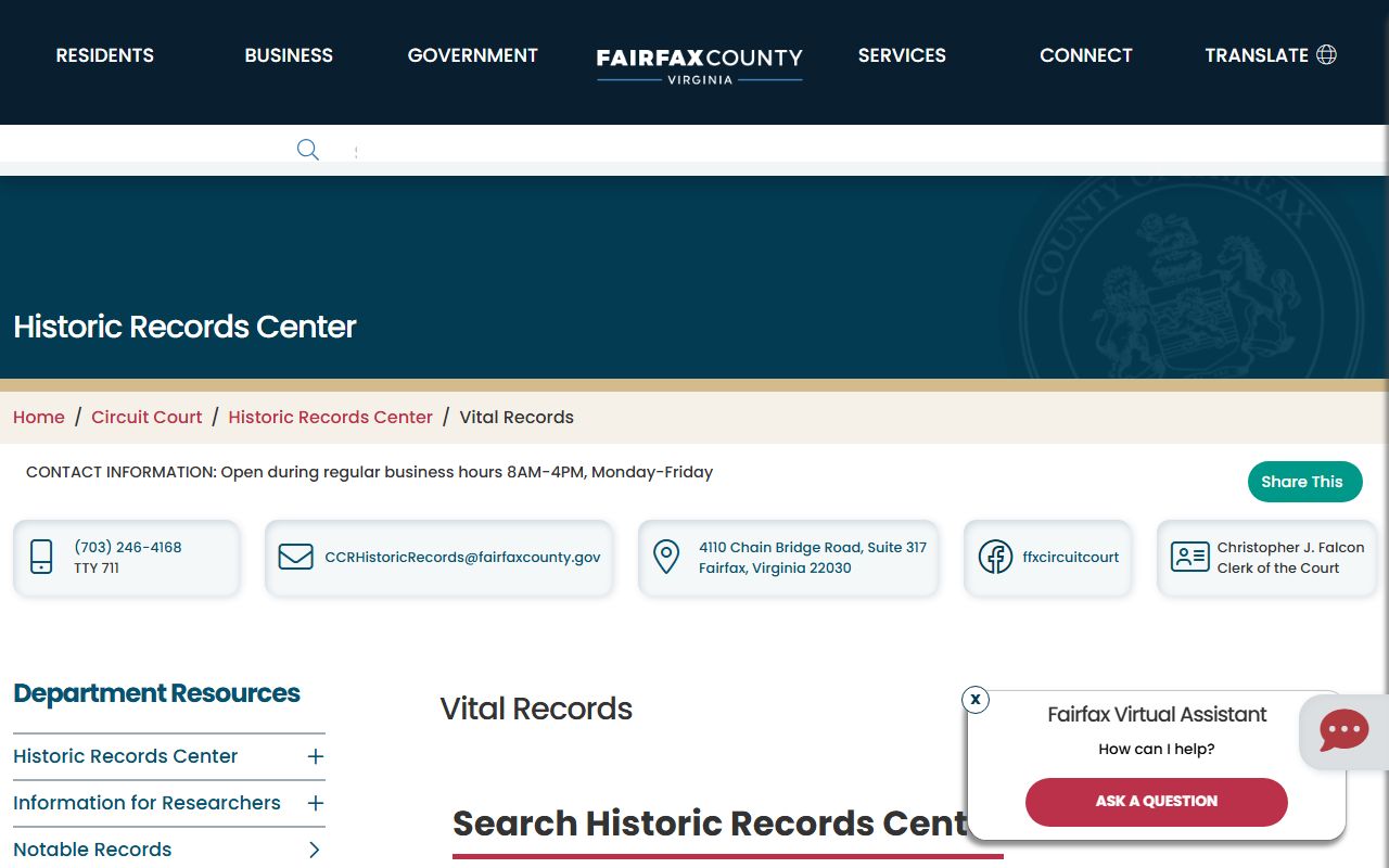 Fairfax City Virginia Circuit Court historic records genealogy