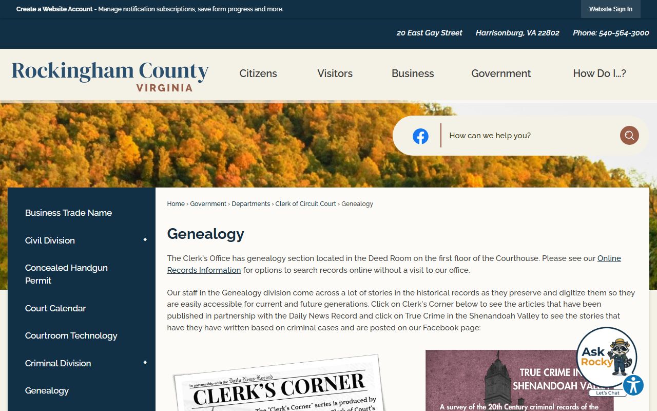 Harrisonburg Virginia genealogy family history documents