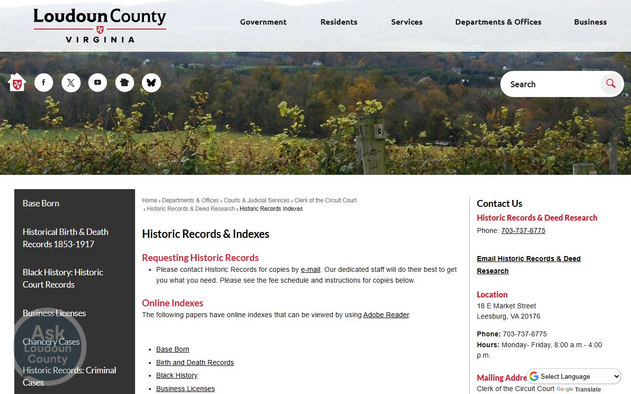 Leesburg Virginia Loudoun County historic records genealogy