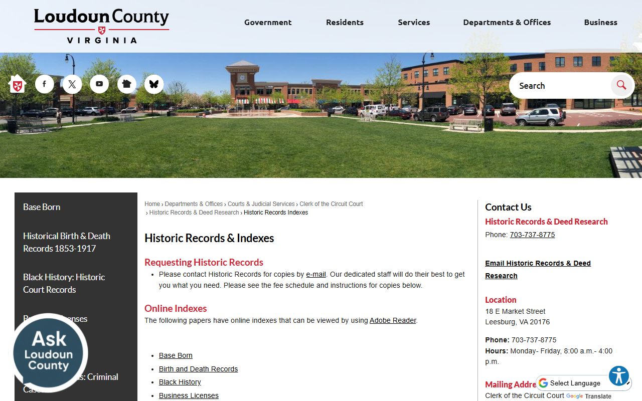 Leesburg Virginia genealogy Loudoun County records archives