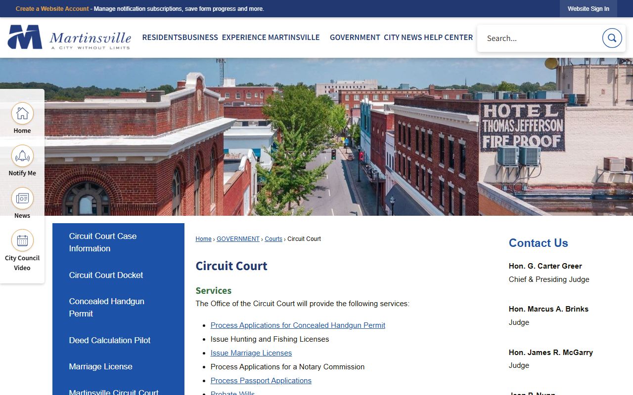 Martinsville Virginia Circuit Court Clerk genealogy records