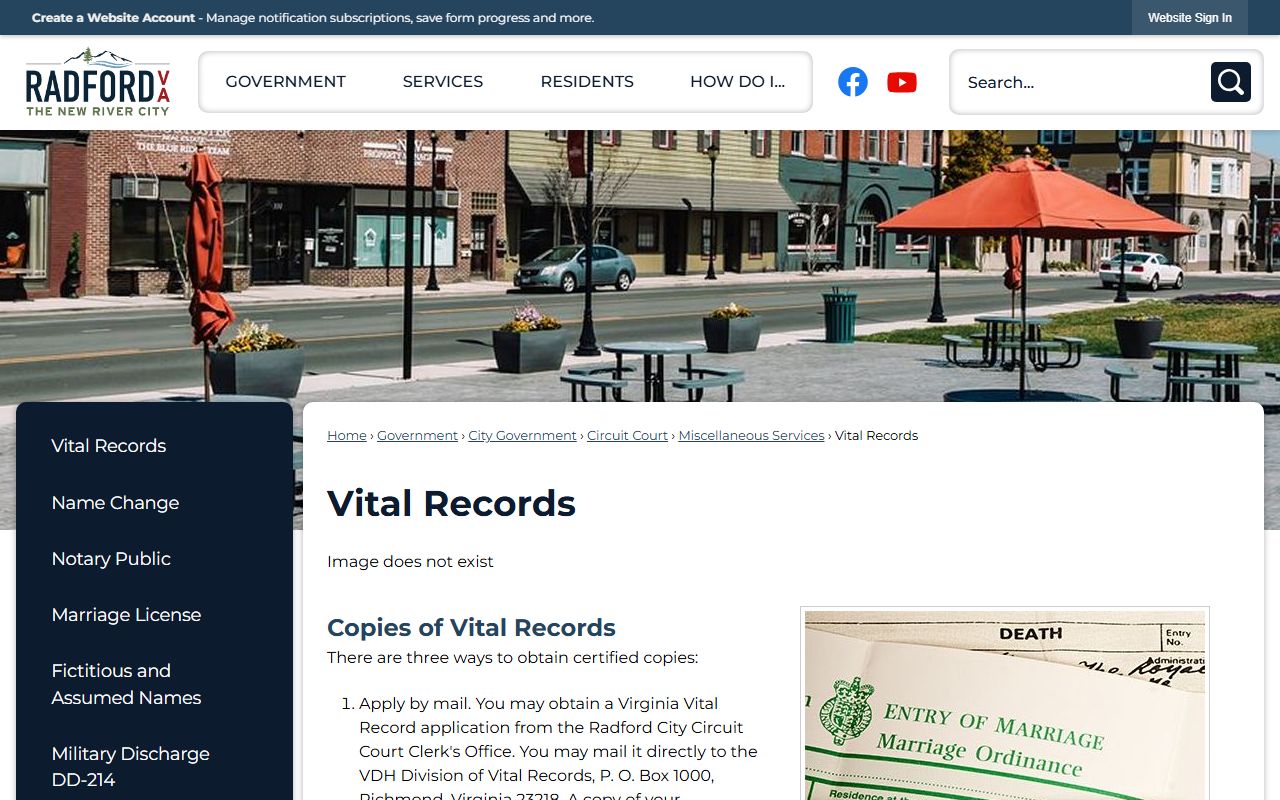 Radford Virginia vital records genealogy research