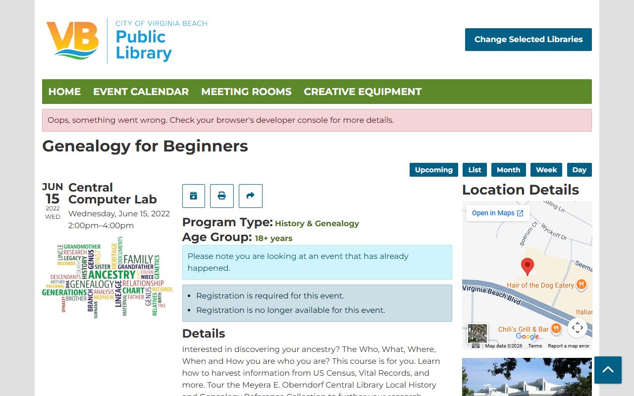 Virginia Beach Virginia genealogy library collection