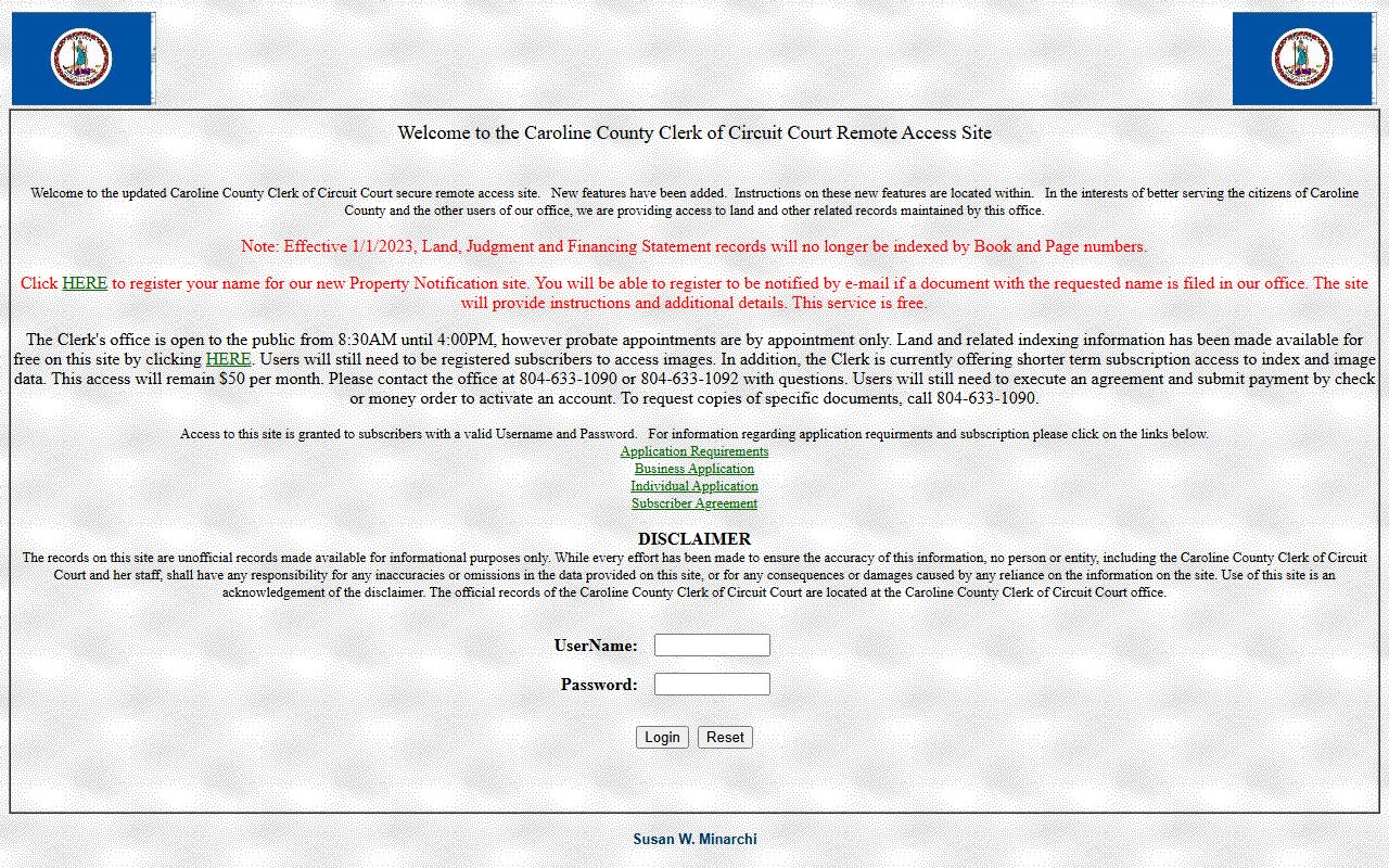 Caroline County Circuit Court Clerk genealogy records