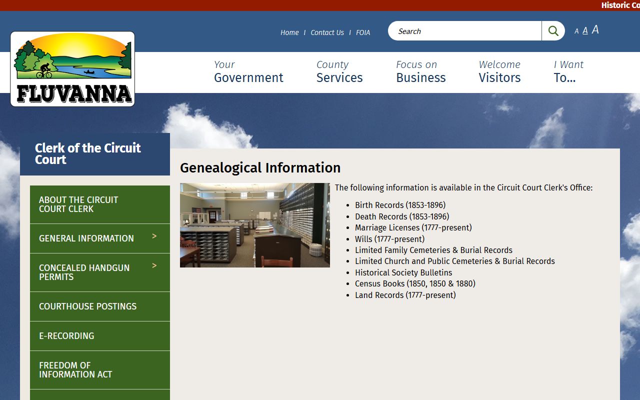 Fluvanna County Circuit Court genealogy records page