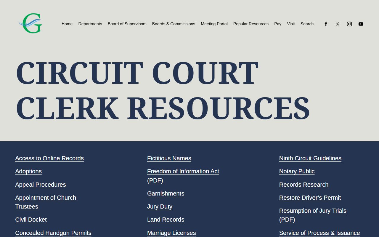 Gloucester County Circuit Court Clerk resources page