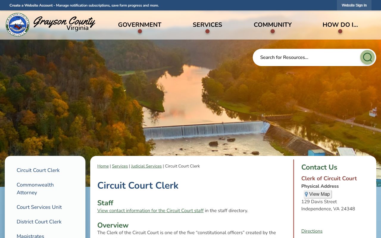 Grayson County Circuit Court Clerk genealogy records page
