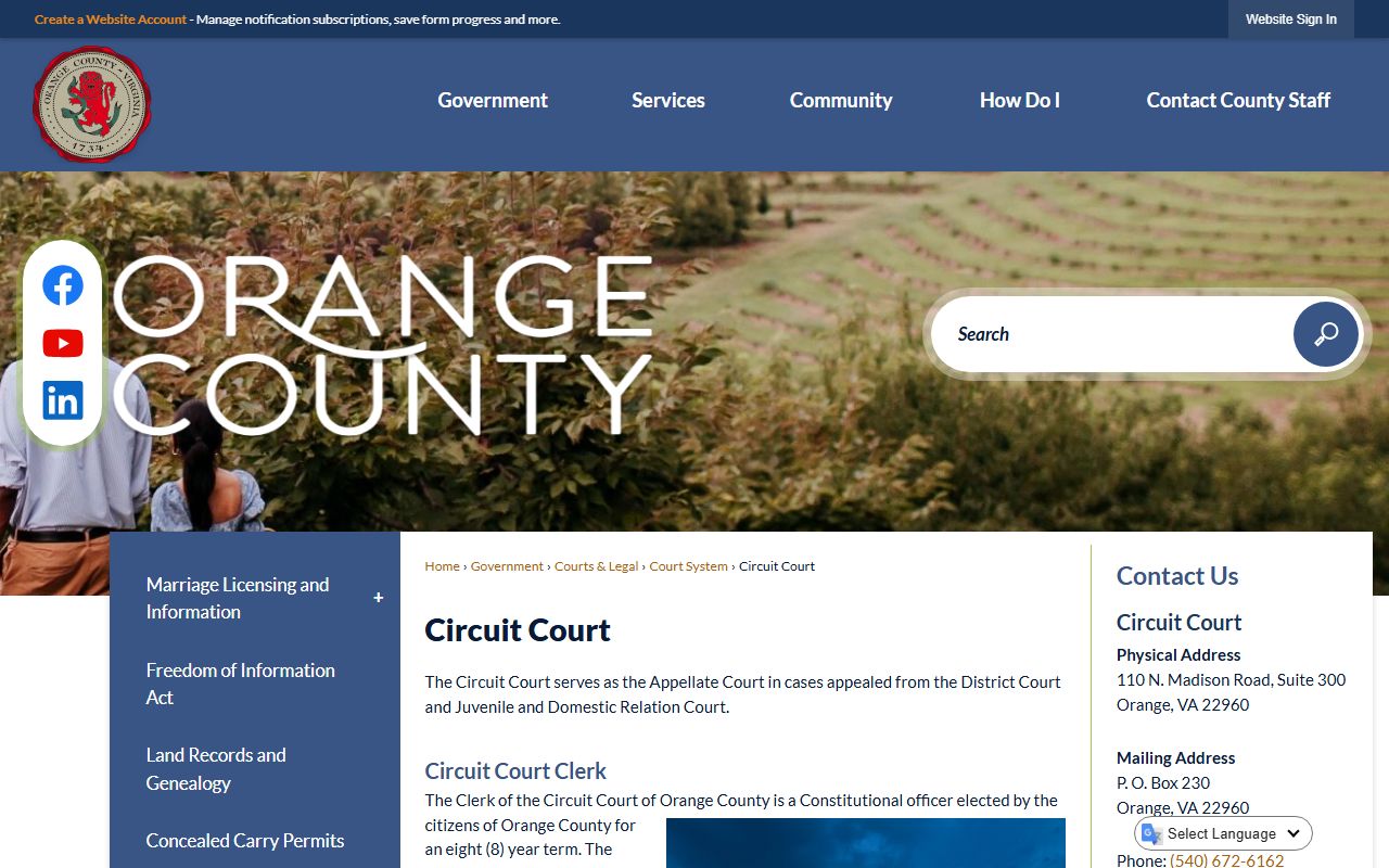 Orange County Virginia courthouse genealogy archive