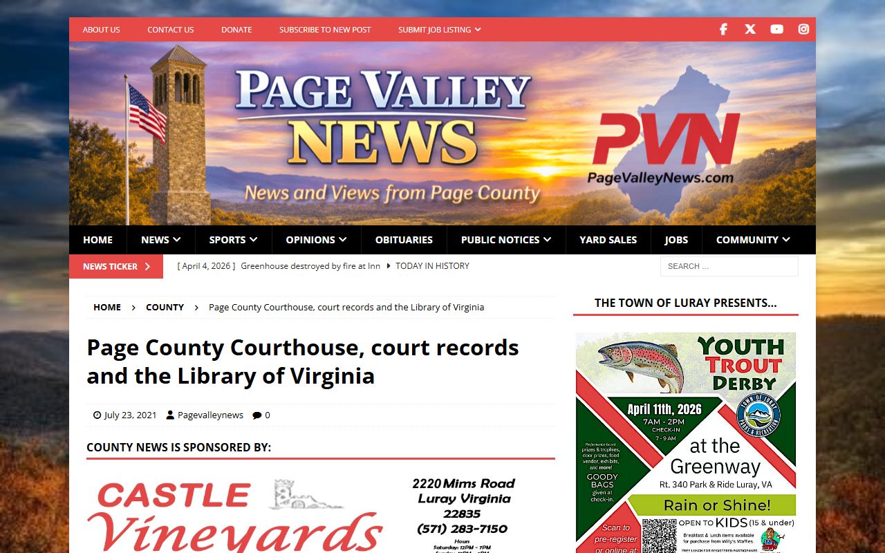 Page County Virginia genealogy records courthouse
