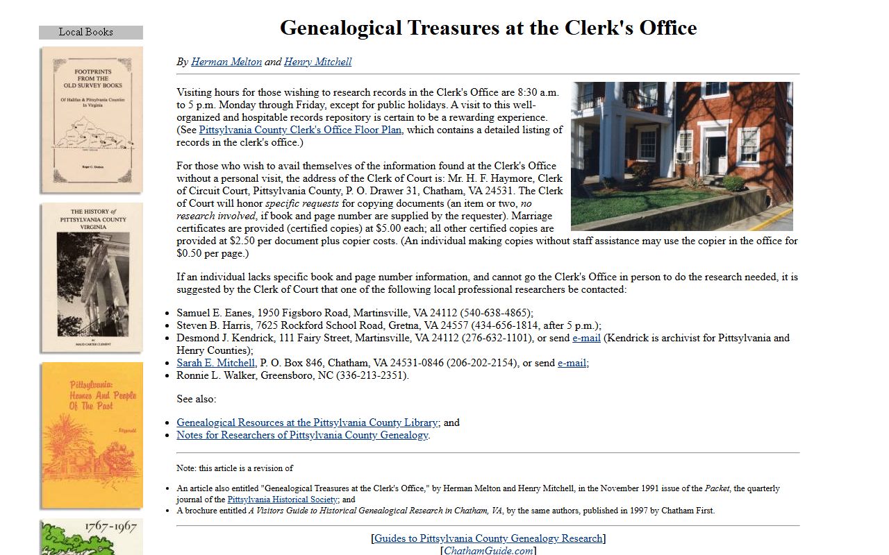 Pittsylvania County Virginia genealogy records collection