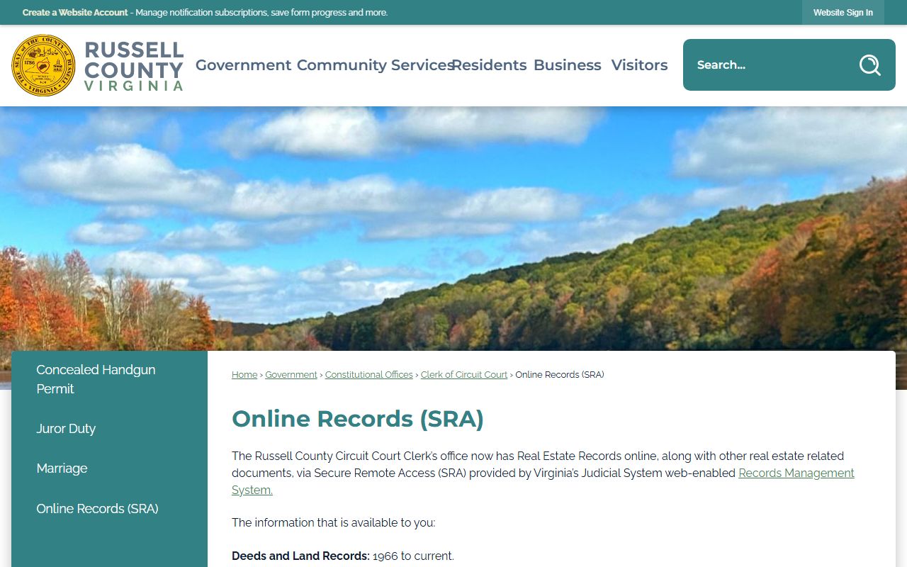 Russell County Virginia genealogy records online SRA Lebanon